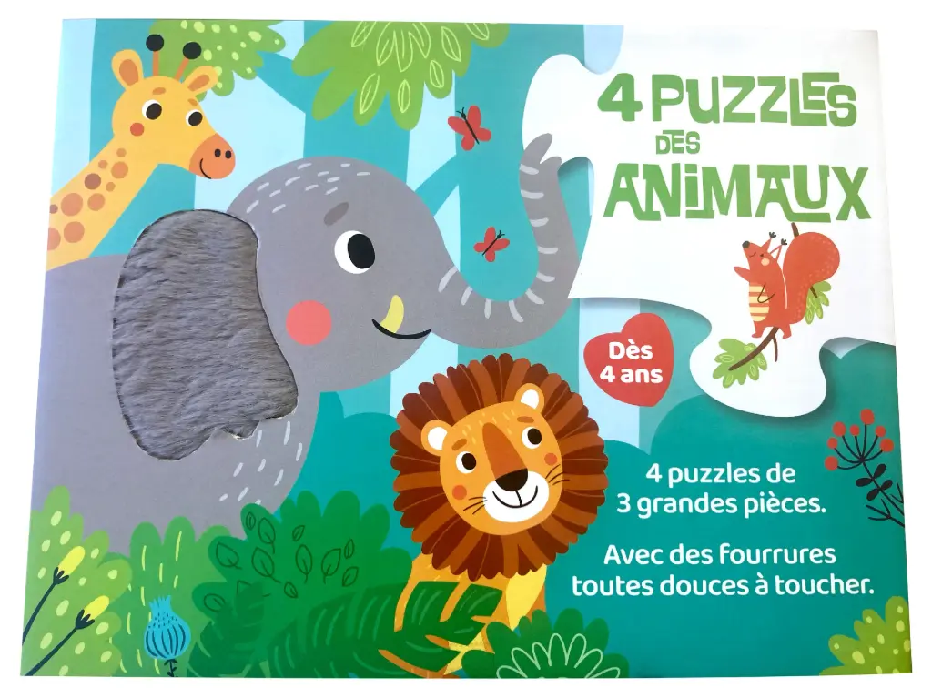 Coffret 4 Puzzles Animaux - touch n feel