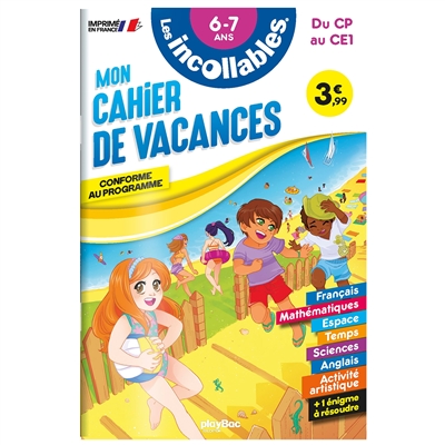 CAHIERS DE VACANCES INCOLLABLES CP au CE1