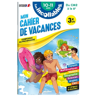 CAHIERS DE VACANCES INCOLLABLES CM2 à la 6e