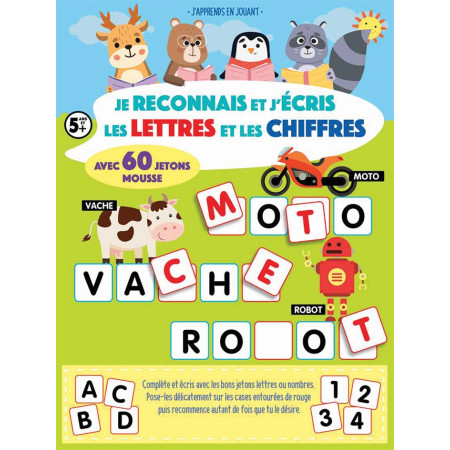 Je reconnais et j'écris les lettres et les chiffres avec jetons mousse 