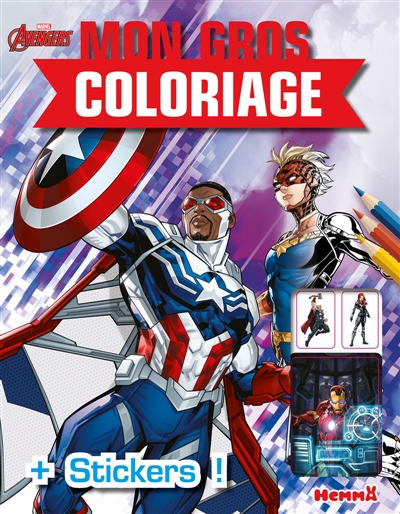 Marvel Avengers : Mon gros coloriage + stickers ! (Falcon et Captain Marvel)