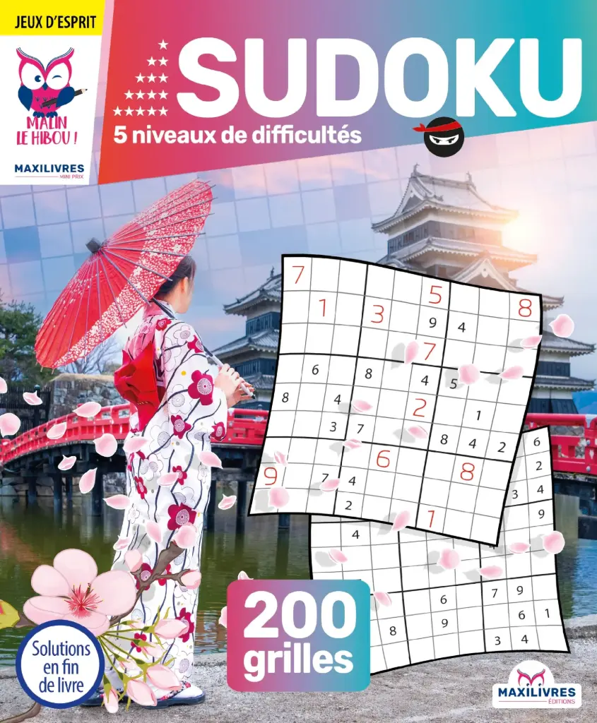 Hibou Malin - SUDOKU 5 niveaux de difficultés - 200 grilles 