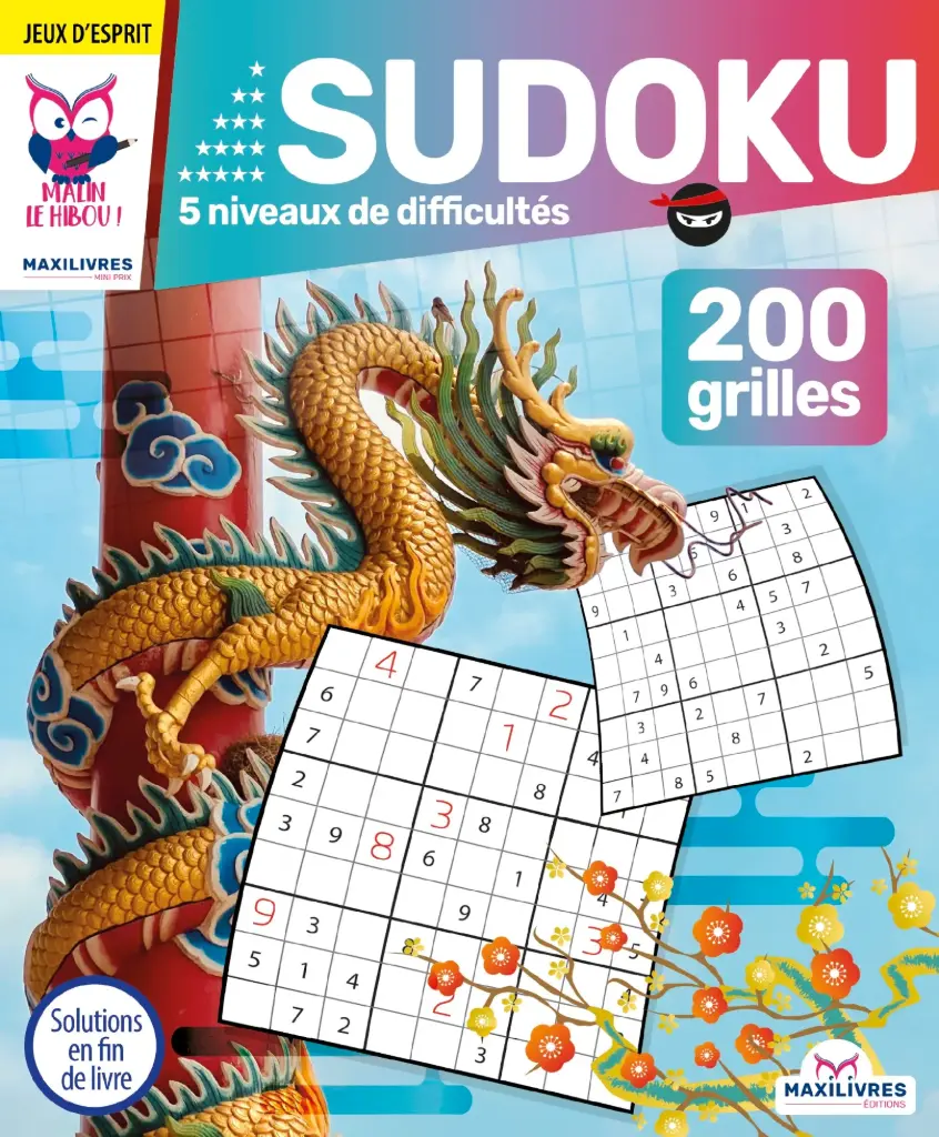 Hibou Malin - SUDOKU 5 niveaux de difficultés 200 grilles 