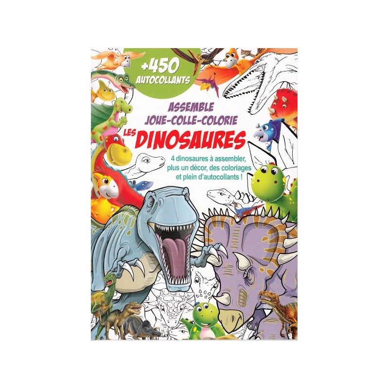Assemble, Joue, colle, colorie, les Dinosaures