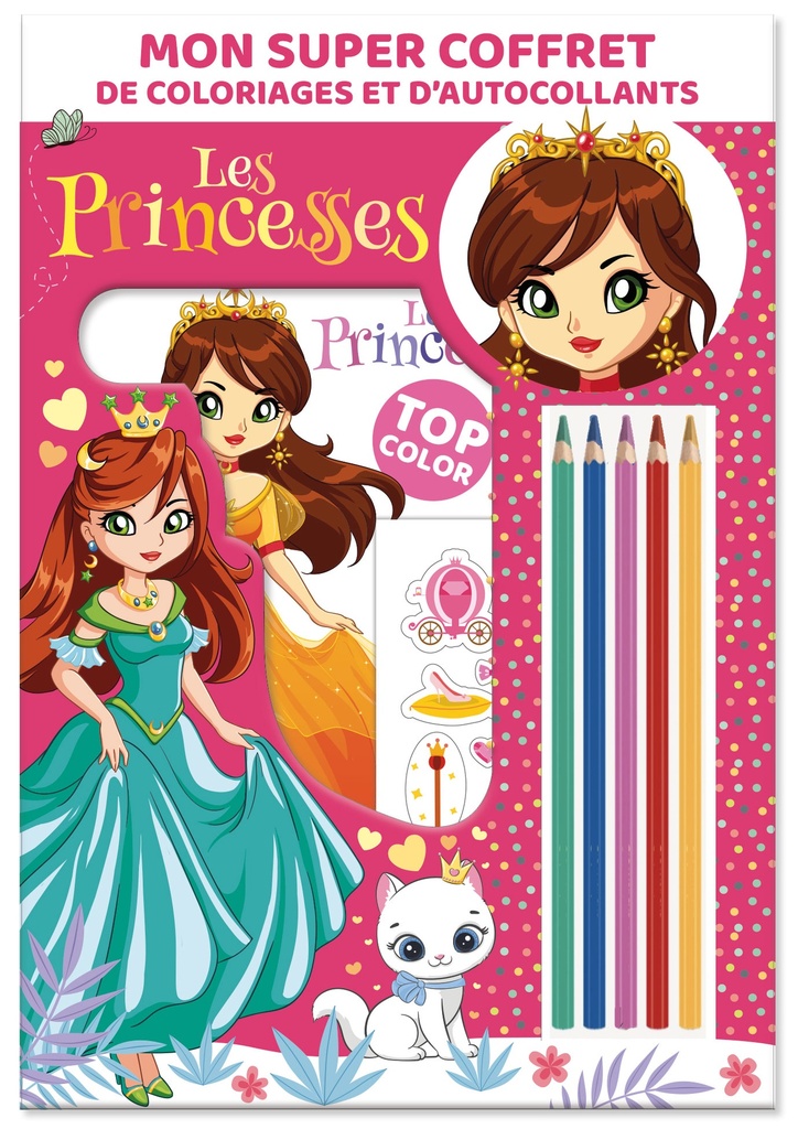 Mon Super coffret de coloriages et d'autocollants - Les Princesses