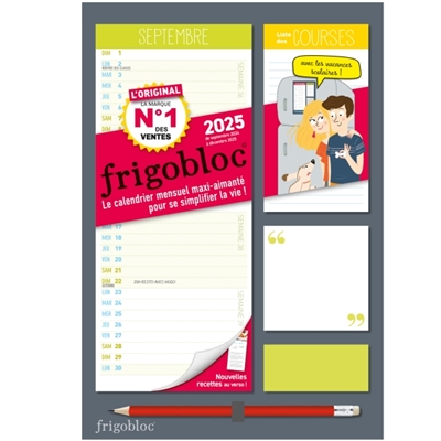Mini Frigobloc mensuel - Le calendrier mensuel maxi-aimanté pour se simplifié la vie ! Avec 1 crayon 