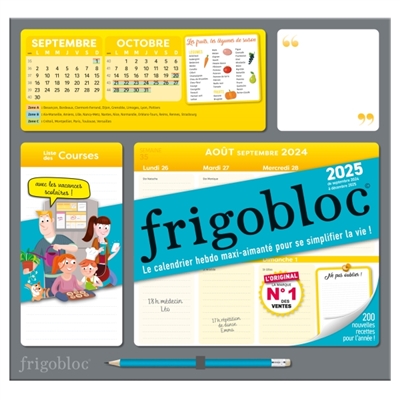 Frigobloc Hebdomadaire 2025 : Calendrier d'organisation familiale / sem (de sept. 2024 à déc. 2025)