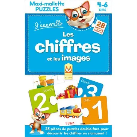 Maxi-mallette puzzles - J'assemble les chiffres et les images - 4-6 ans