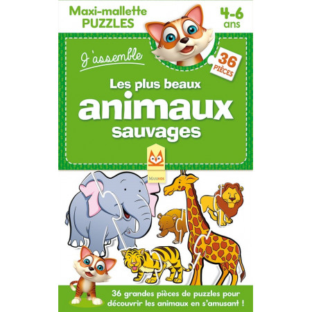 Maxi-mallette puzzles - J'assemble les plus beaux animaux sauvages - 4-6 ans