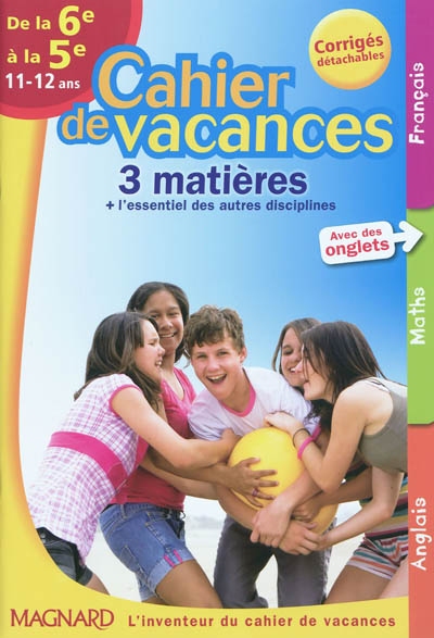 Cahier de vacances 3 matières de la 6e à la 5e