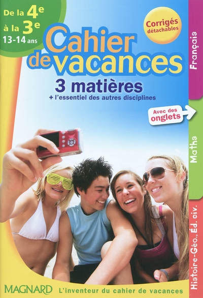 Cahier de vacances 3 matières de la 4e à la 3e