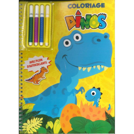 Coloriage Dinos + 4 minis feutres