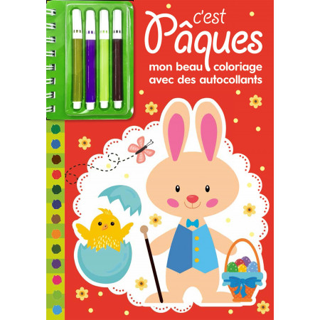C’est Pâques - mon beau coloriage avec des autocollants + 4 minis feutres