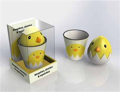 Coffret Jeux de mains - Le livre Respirez, sirotez & squishez ! avec 1 mug et 1 squichy Poussin