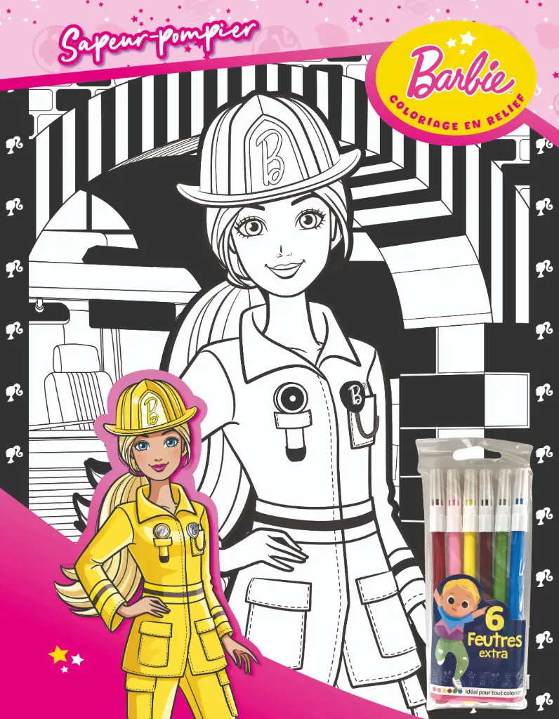 Feutrine Barbie - Pompiers 3 avec 6 feutres