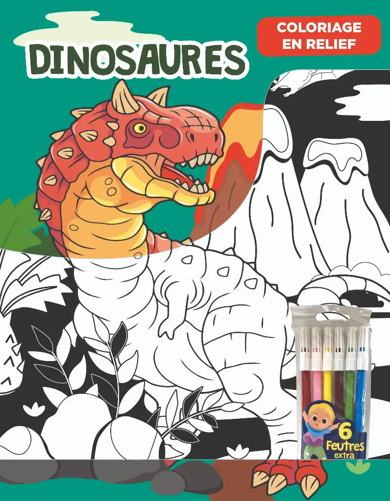 Feutrine Dinosaures + 6 feutres