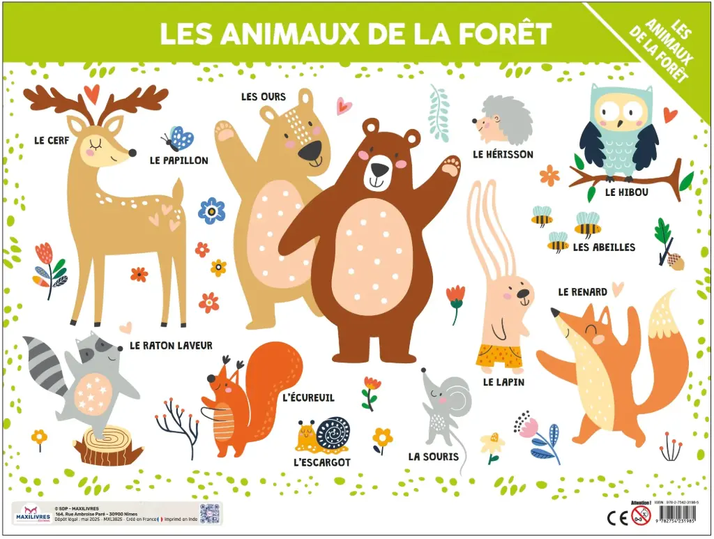 Poster - Les animaux de la forêt, de la ferme (recto-verso)