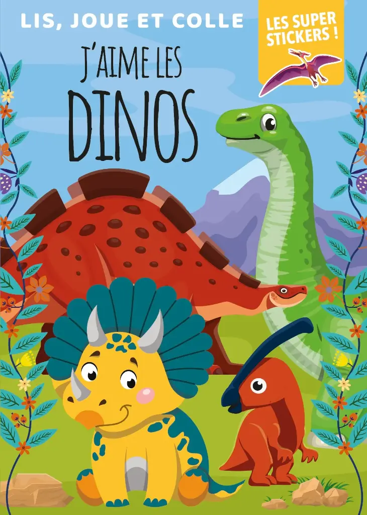 Lis, joue et colle : J'aime les dinos