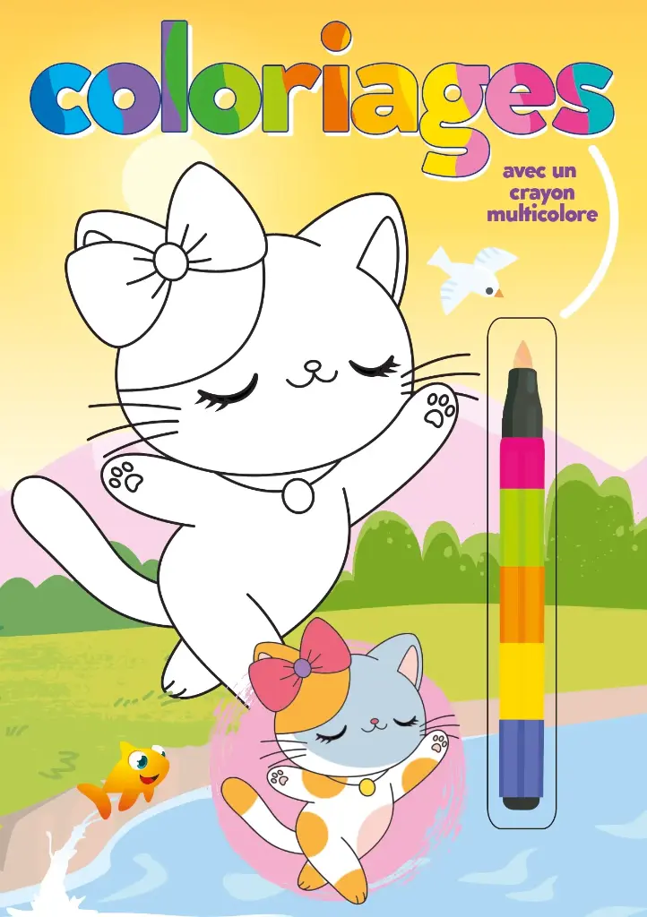 Coloriages avec un feutre multicolor (chat)
