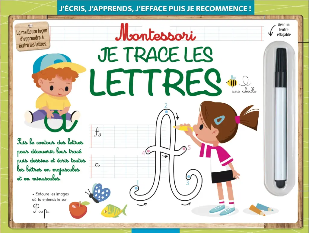 ARDOISE EFFACABLE RIGIDE MONTESSORI Lettres