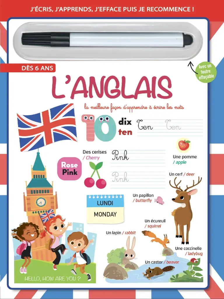 Livre effaçable - L'Anglais + 1 feutre