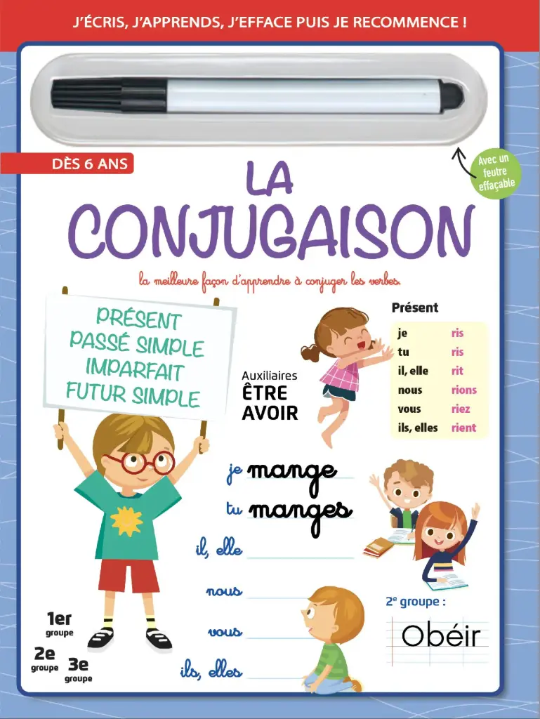 Livre effaçable - Conjugaison + 1 feutre