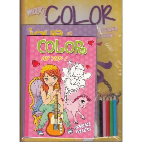 Pochette de 4 livres de coloriages + 5 mini crayons de couleur - 6t meme gencode