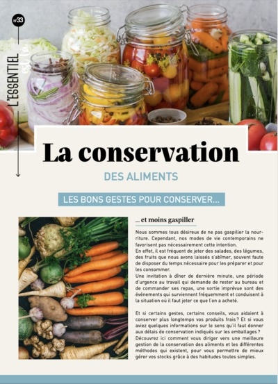 LA CONSERVATION DES ALIMENTS - LES BONS GESTES POUR CONSERVER