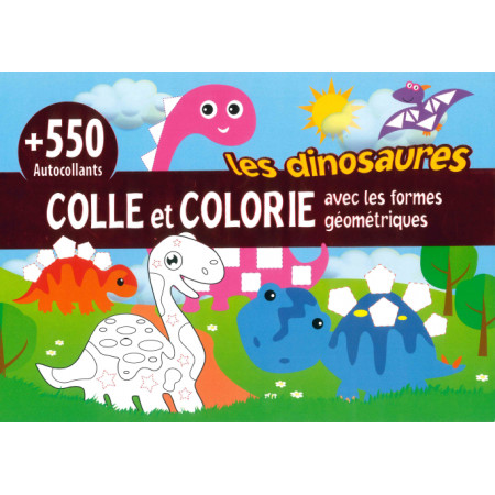 [SDP9817] Colle et colorie - Les Dinosaures +550 stickers avec formes géométriques