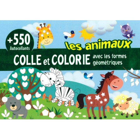 [SDP9917] Colle et colorie - Les animaux +550 stickers avec formes géométriques