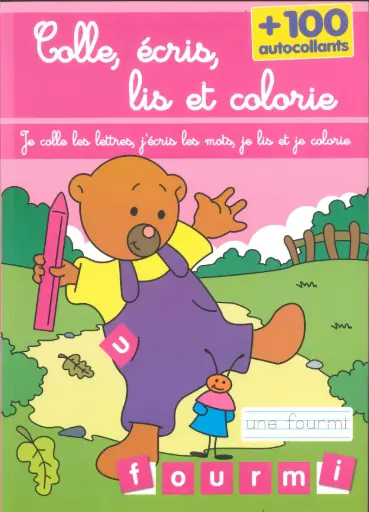 [LLC0214] Colle, écris, lis et colorie - Ours rose