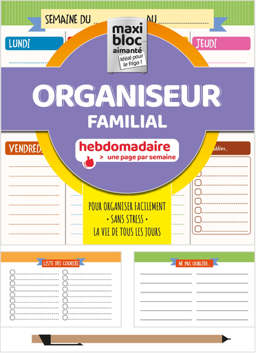 [MXL9024] Organiseur familial - Maxi bloc aimanté VIOLET + 1 porte-mine