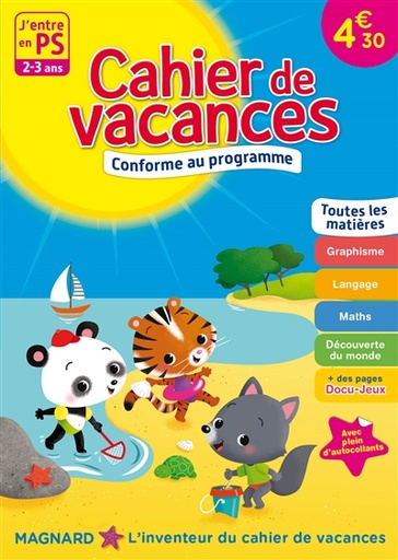 Cahier de vacances J'entre en PS - 2-3 ans
