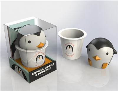 Coffret Jeux de mains - Le livre Respirez, sirotez & squishez ! avec 1 mug et 1 squichy Pingouin