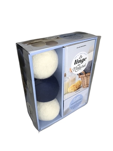 Coffret Balles de séchage - Tout doux le linge avec 3 balles de séchage en laine