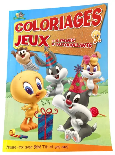 [SDPL23676] Coloriages jeux - Bébé Titi + 2 pages d'autocollants
