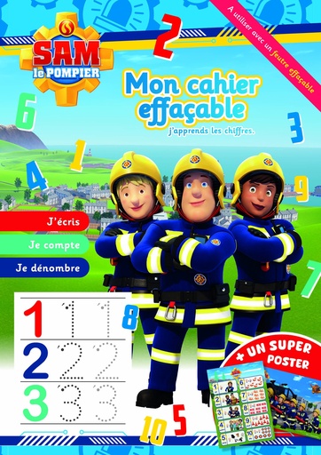 [MXL17624] Mon cahier effaçable - Les chiffres - Sam le pompier