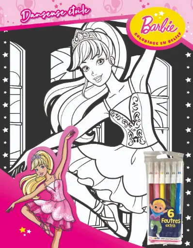 [MXL20724] Feutrine Barbie - Danseuse étoile 3 avec 6 feutres