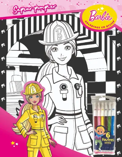 [MXL21024] Feutrine Barbie - Pompiers 3 avec 6 feutres