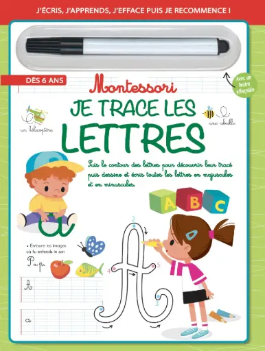 [MXL21325] Livre effaçable - Je trace les lettres + 1 feutre Montessori