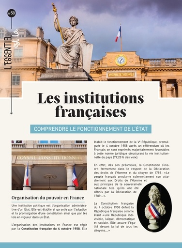 LES INSTITUTIONS FRANCAISES - COMPRENDRE LE FONCTIONNEMENT DE L'ETAT 