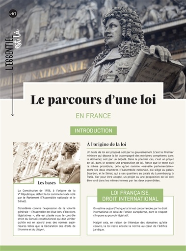 LE PARCOURS D'UNE LOI - EN FRANCE