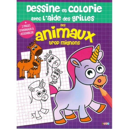 [SDP4218] Dessine et colorie avec l'aide des grilles - Des animaux trop mignons