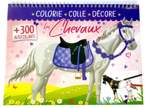 [SDP3121] Colle, colorie, décore Les chevaux + de 300 autocollants